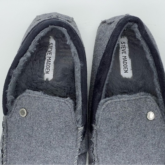 Steve Madden Loafers House Shoes Slippers Faux Fur Slip On Grey Lounge Comfy 10 - Picture 13 of 14
